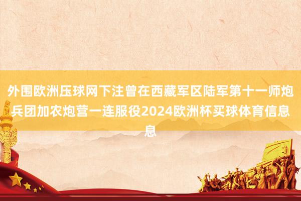 外围欧洲压球网下注曾在西藏军区陆军第十一师炮兵团加农炮营一连服役2024欧洲杯买球体育信息