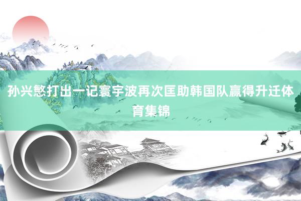 孙兴慜打出一记寰宇波再次匡助韩国队赢得升迁体育集锦